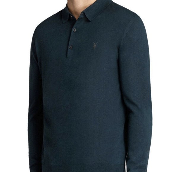 All Saints LS Merino Polo Sweater M - Picture 1 of 5